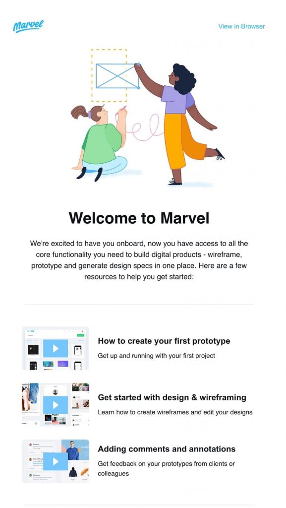 Marvel, from the Blue Mail Media guide to can email marketing automation improve customer experience