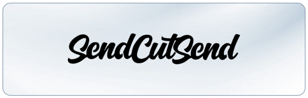 SendCutSend logo, an aluminum anodizing company