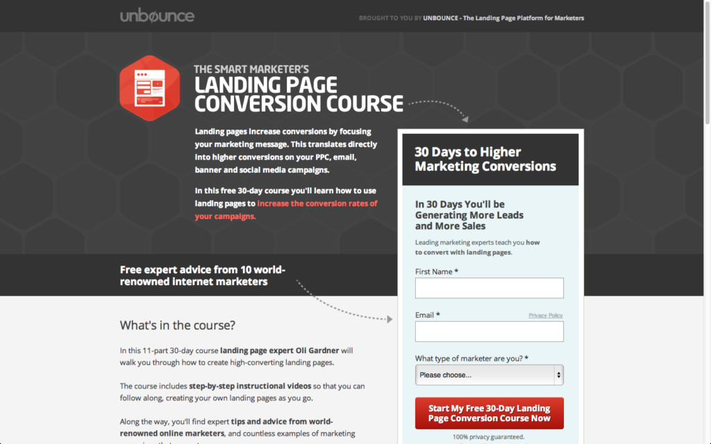 Unbounces educational email course - Blue Mail Media