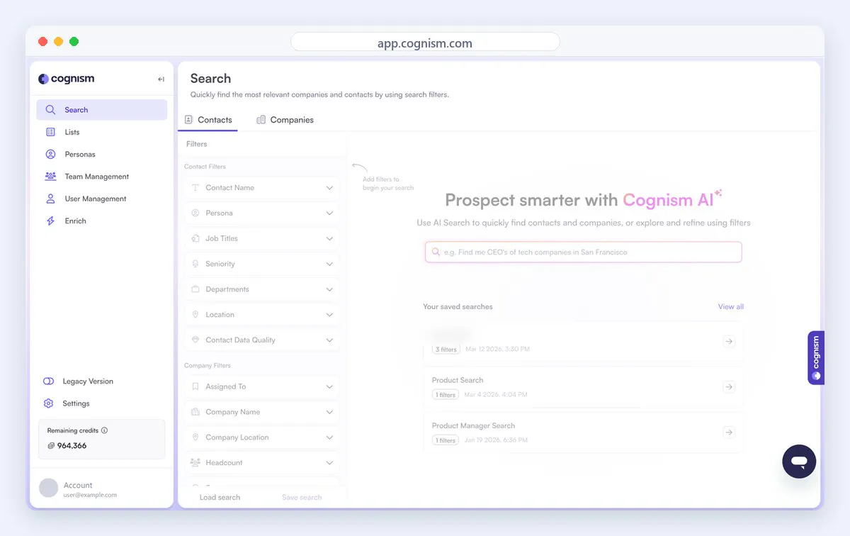 Cognism platform screenshot - Blue Mail Media