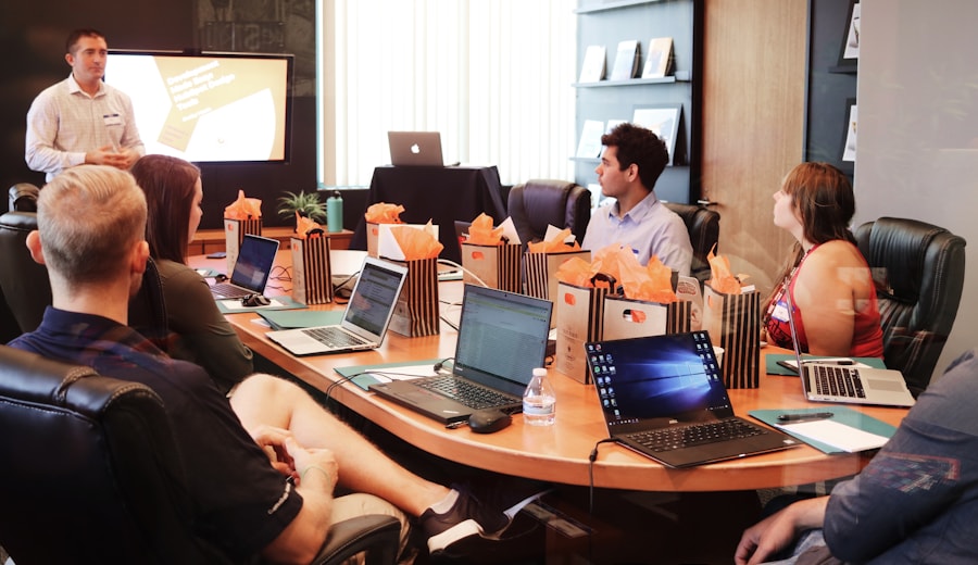 A boardroom of decision makers in a working session