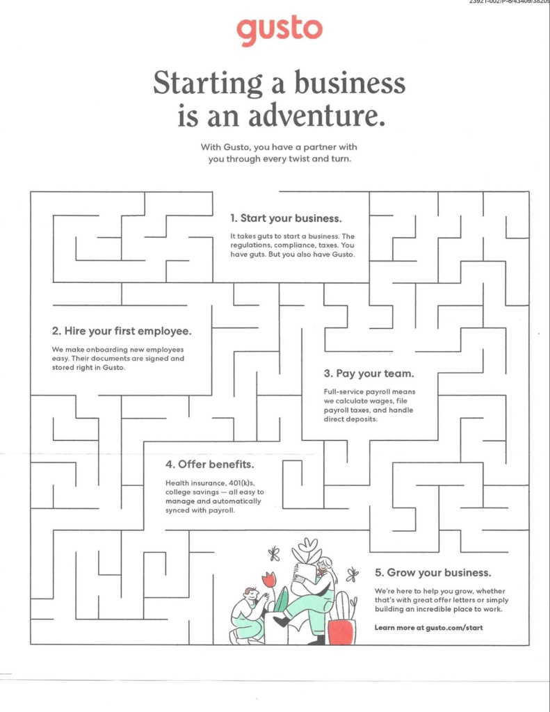 Gusto, from the Blue Mail Media guide to direct mail marketing