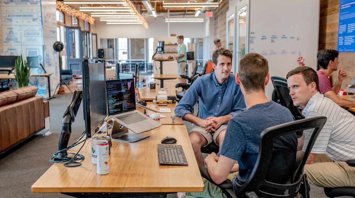A B2B sales team reviewing target account data together