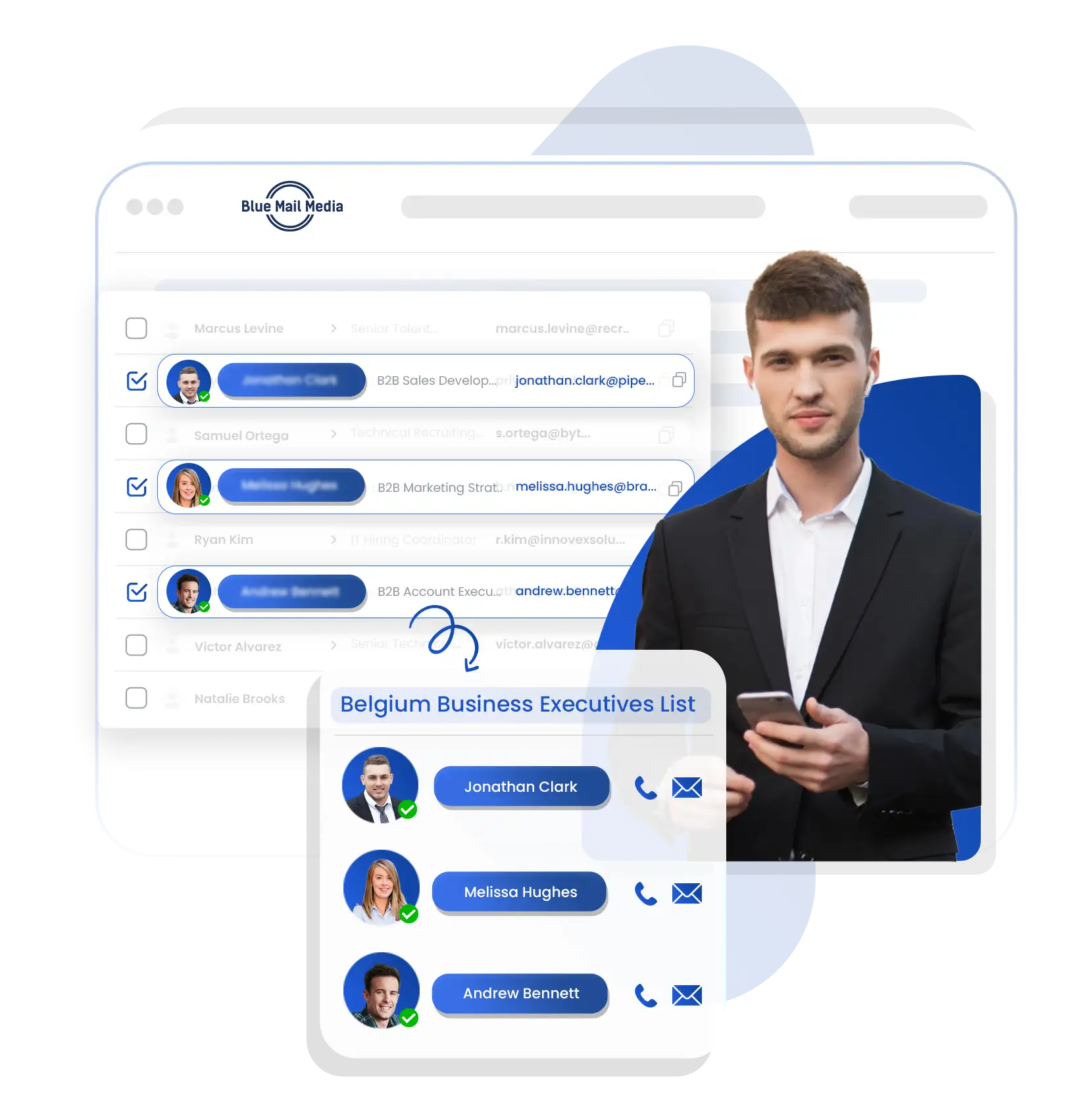 Belgium business email list from Blue Mail Media for B2B marketing campaigns