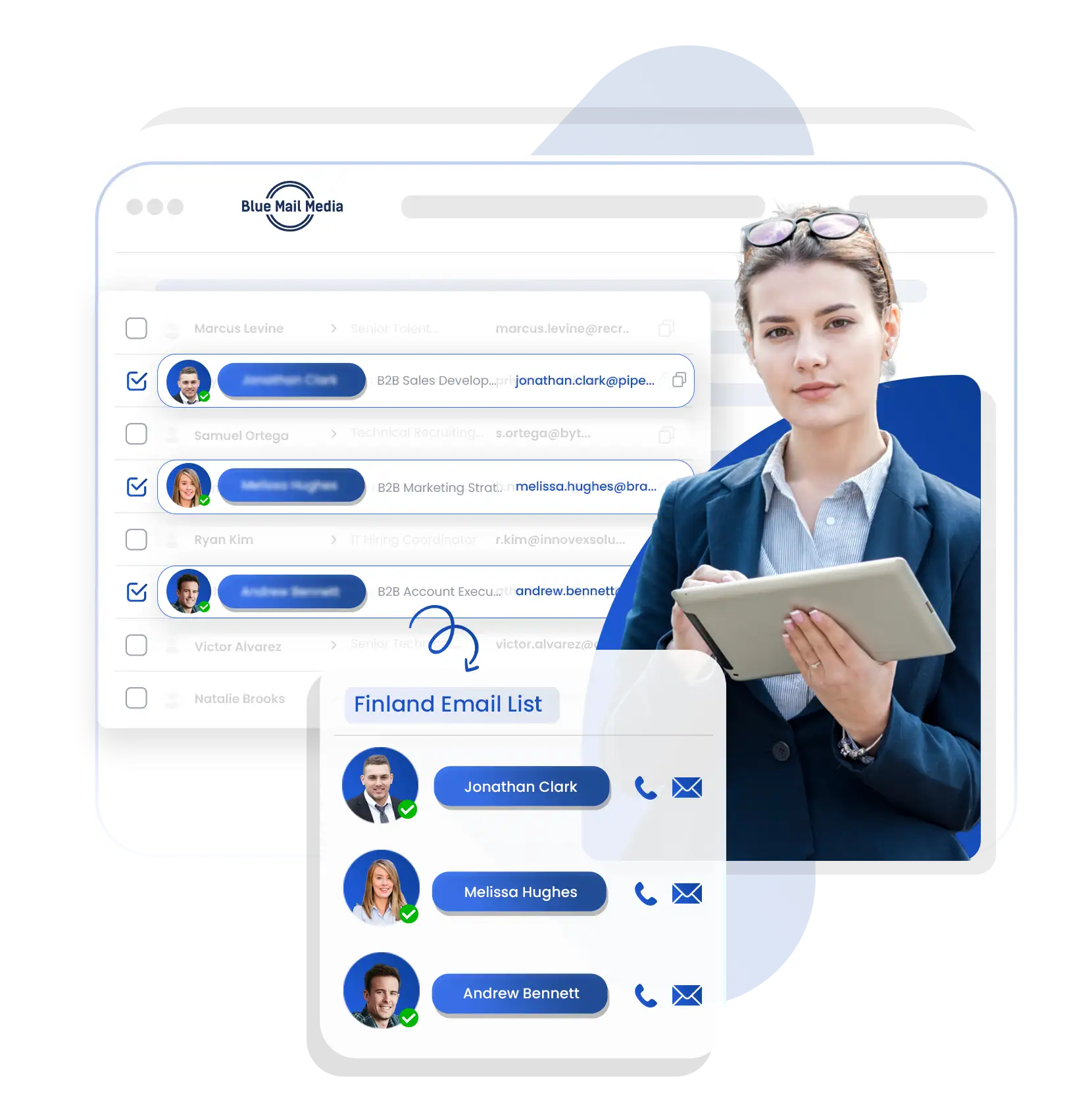 Finland business email list from Blue Mail Media for B2B marketing campaigns