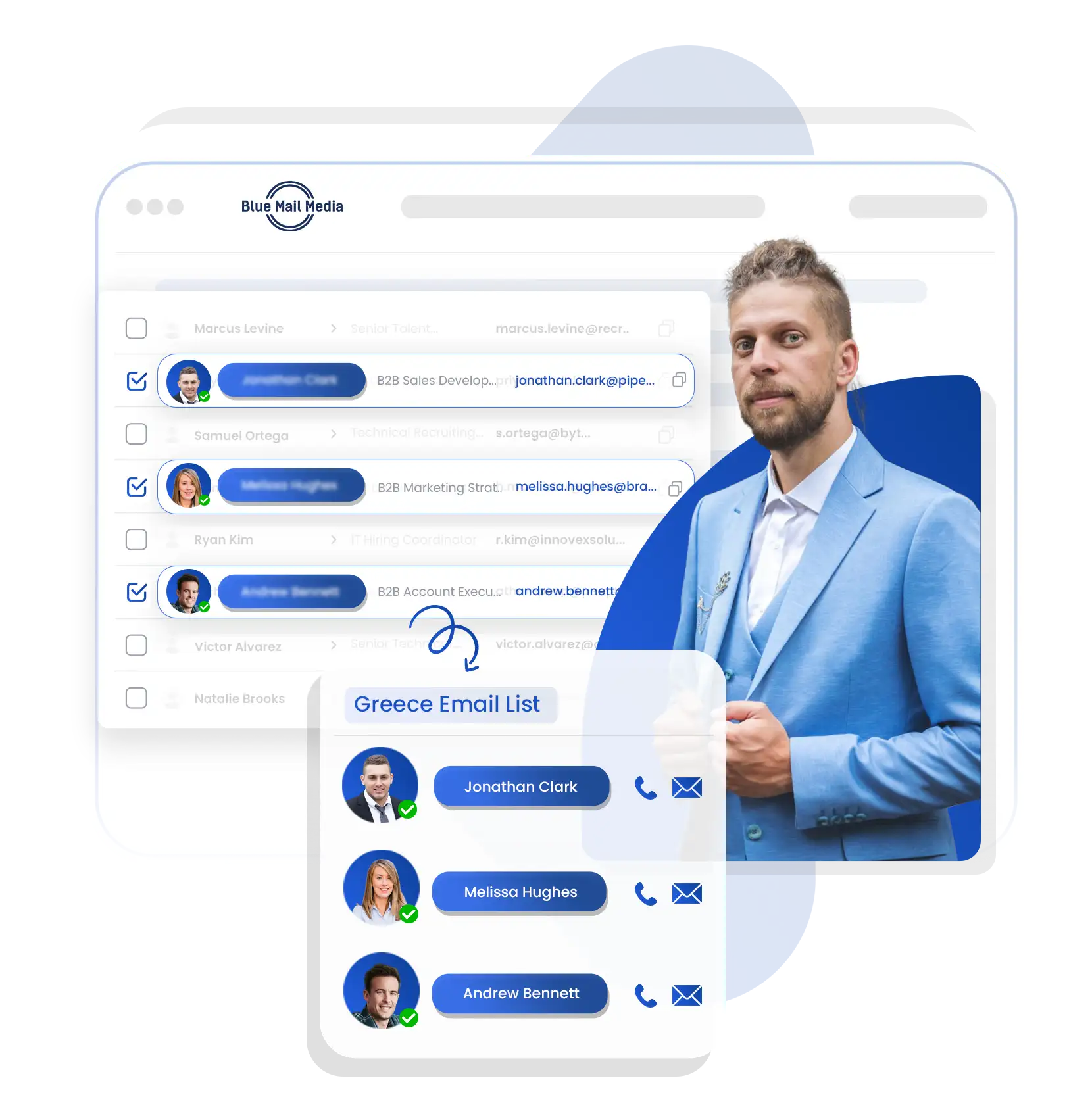 Greece business email list from Blue Mail Media for B2B marketing campaigns