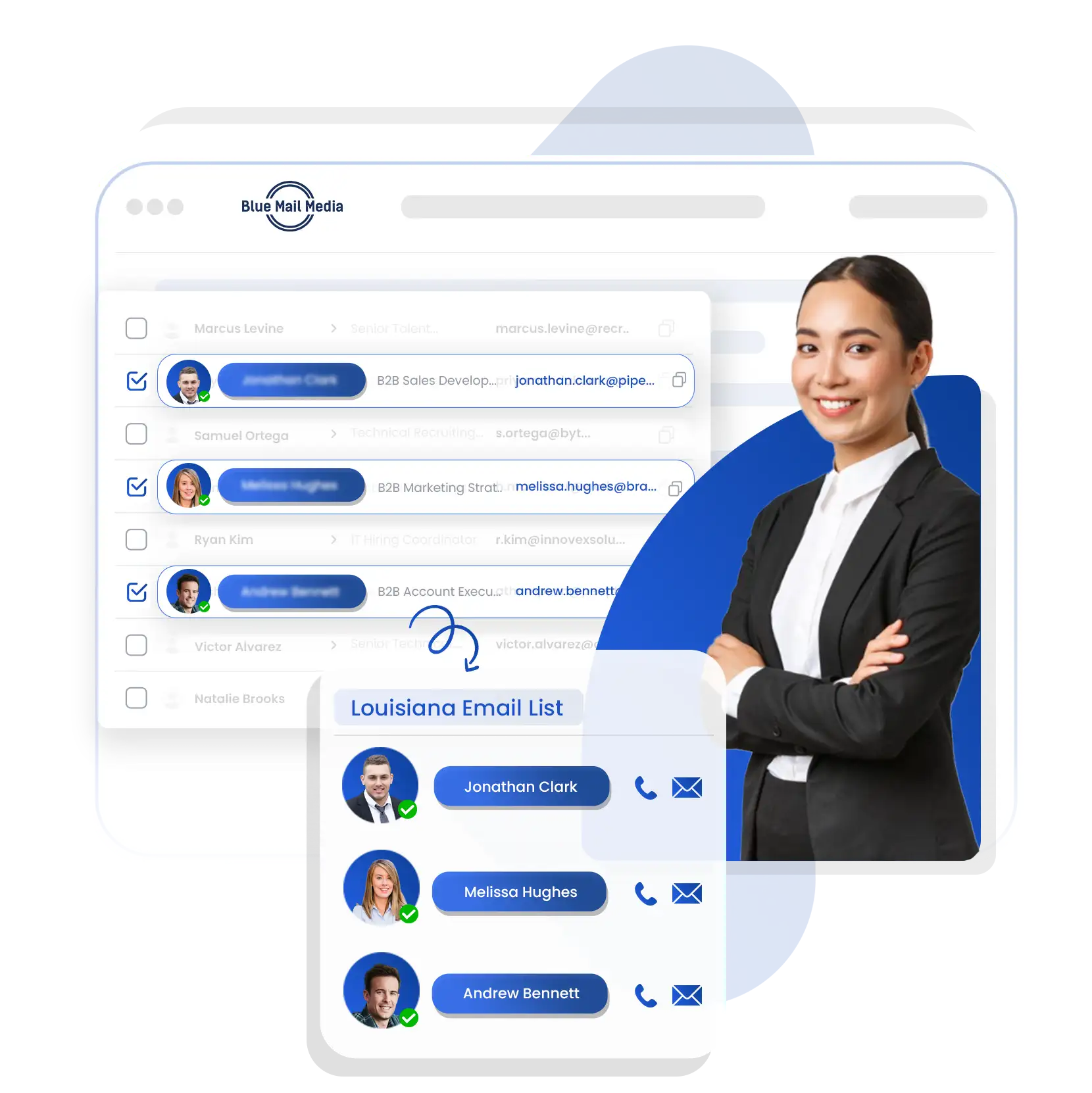 Louisiana business email list from Blue Mail Media for B2B marketing campaigns