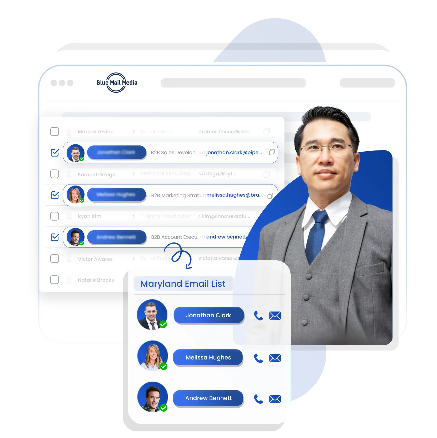 Maryland business email list from Blue Mail Media for B2B marketing campaigns