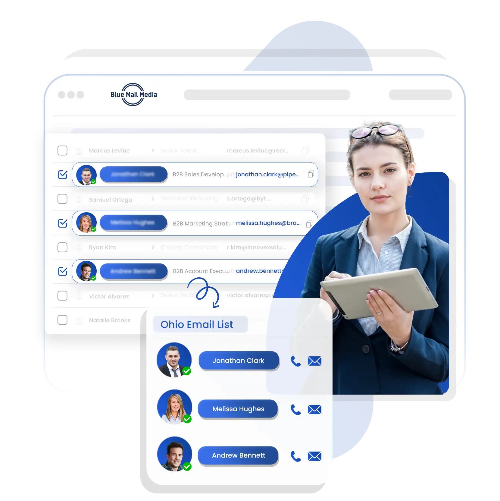 Ohio business email list from Blue Mail Media for B2B marketing campaigns
