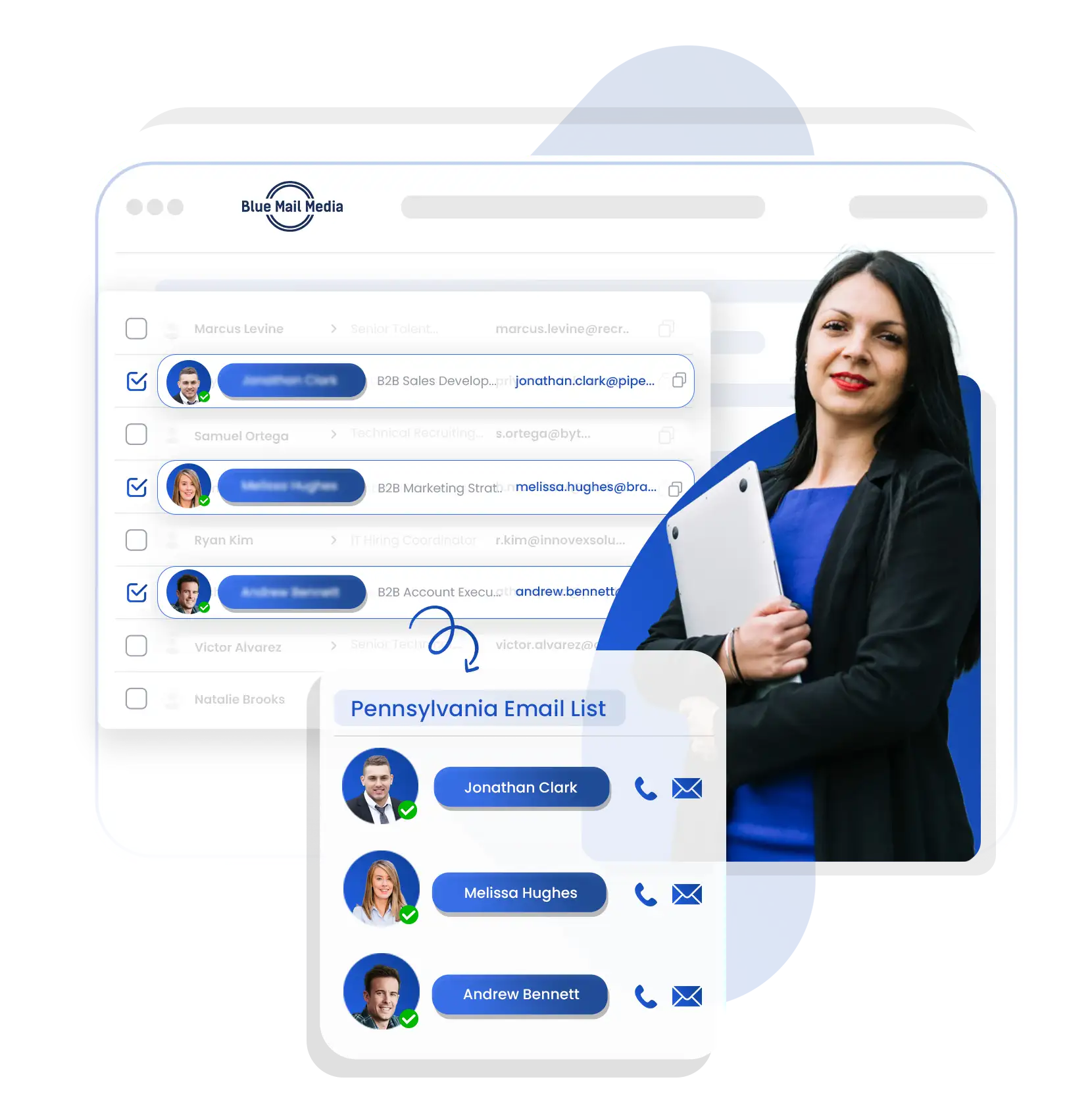 Pennsylvania business email list from Blue Mail Media for B2B marketing campaigns