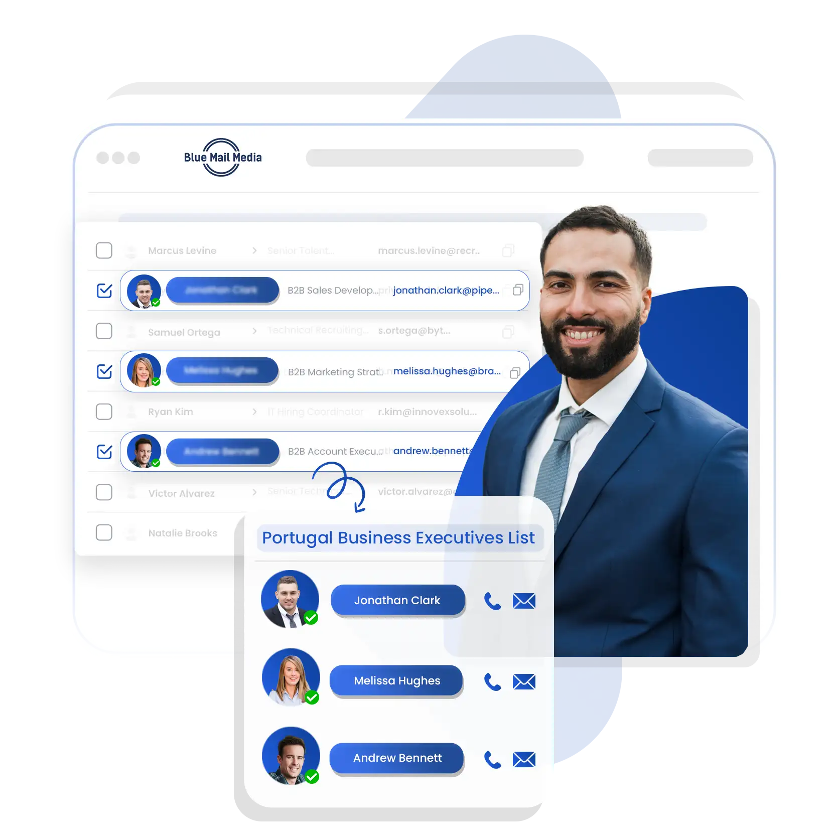 Portugal business email list from Blue Mail Media for B2B marketing campaigns