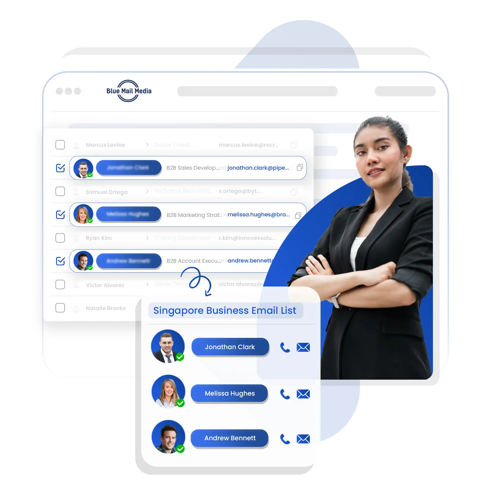 Singapore business email list from Blue Mail Media for B2B marketing campaigns