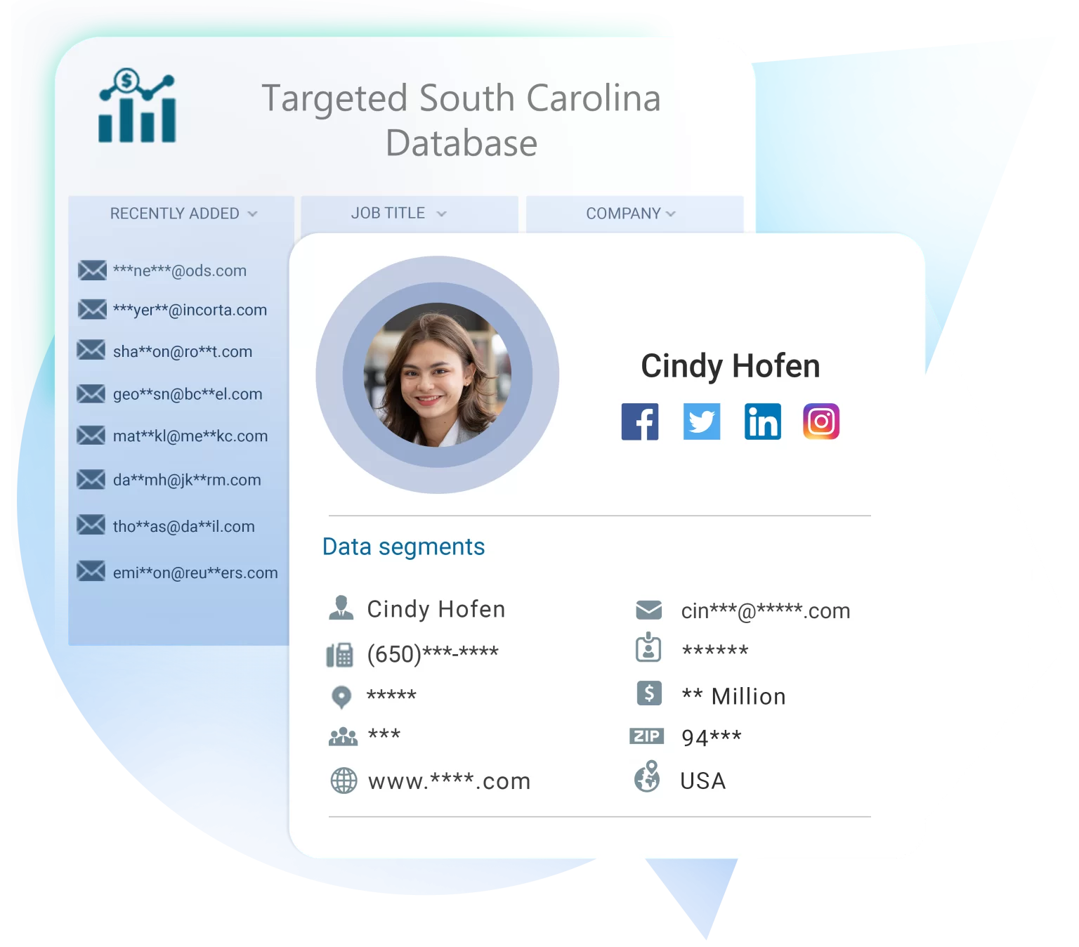 South Carolina business email list from Blue Mail Media for B2B marketing campaigns