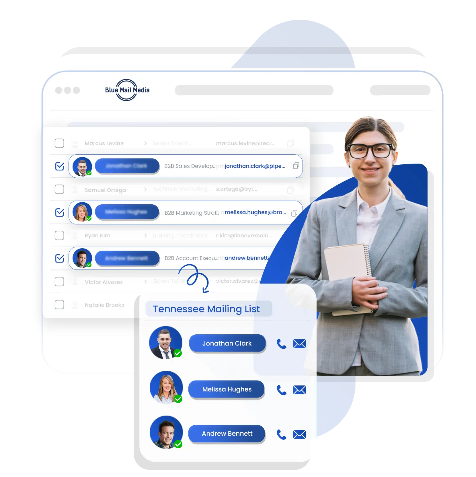Tennessee business email list from Blue Mail Media for B2B marketing campaigns