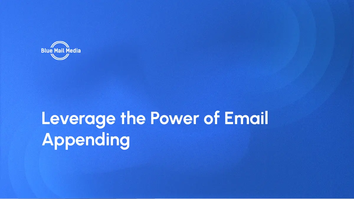 Email appending companies, featured image on the Blue Mail Media blog