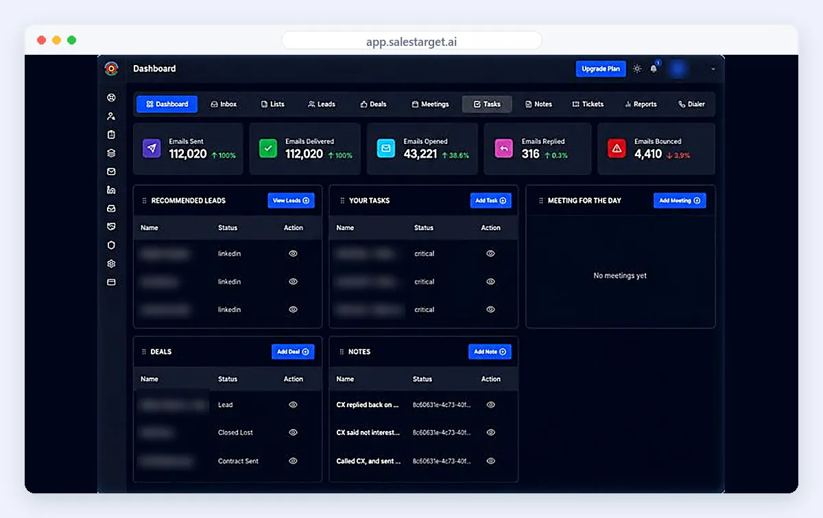 SalesTarget.ai platform screenshot - Blue Mail Media