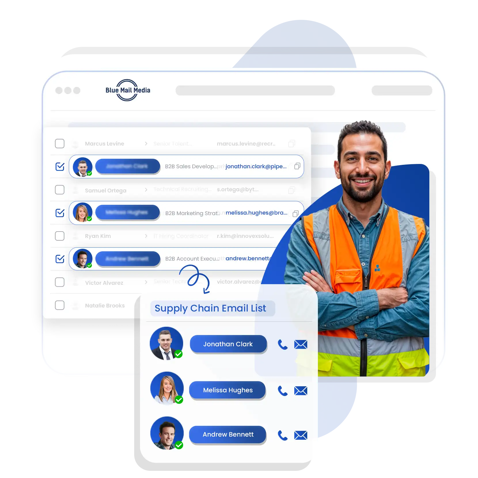 What the Supply chain email list from Blue Mail Media includes